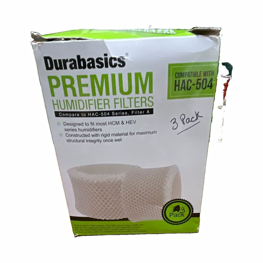 Durabasics Humidifier Filter Compatible with HAC-504 Series, 3 Pack White/Green